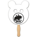 Panda Bear w/ Eyes Cutout Stock Shape Fan w/ Wooden Stick